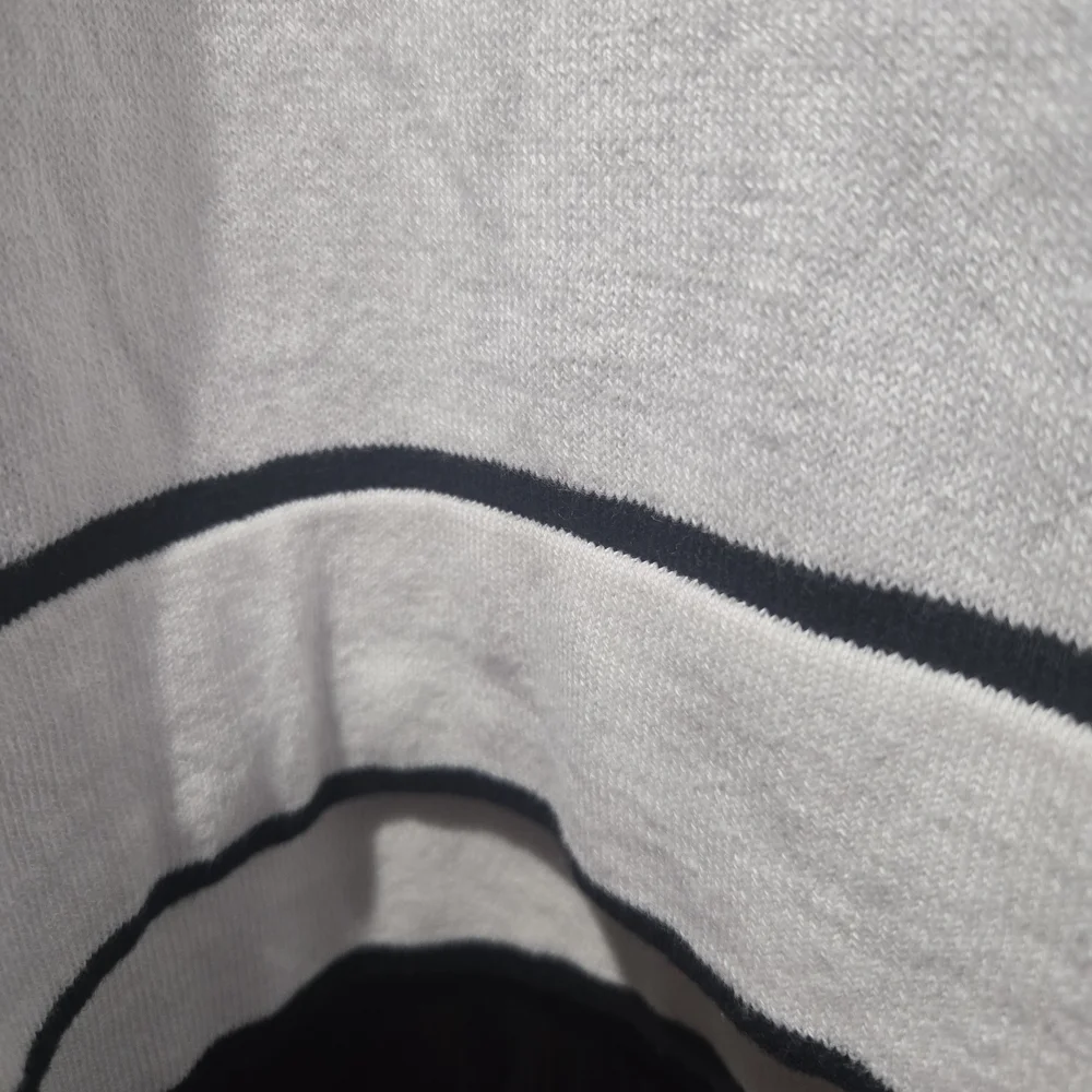 Calvin Klein Cream White Crewneck Sweater Black Contrast Trim 100% Cotton Sz Xl - Picture 5 of 8